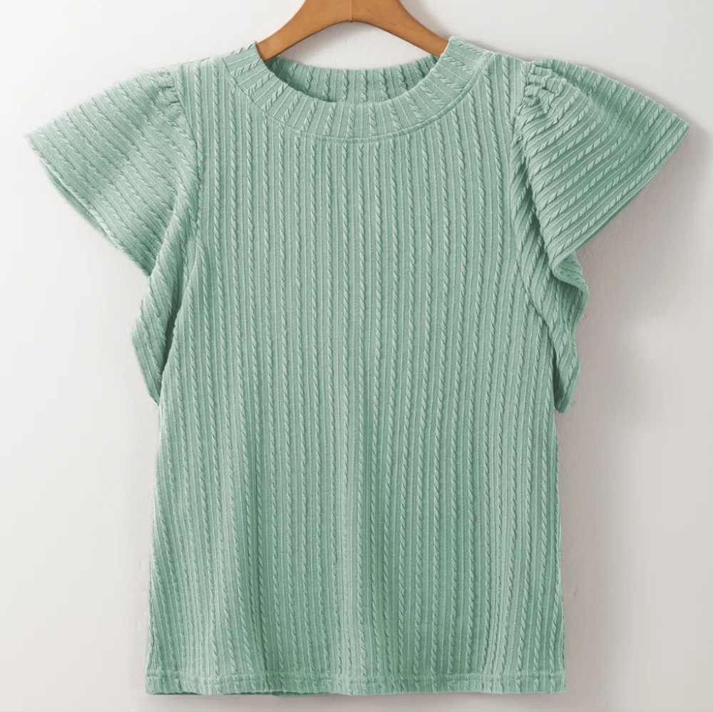 Sarah Flounce Sleeve Blouse - Gum Leaf - Picture 4 of 8